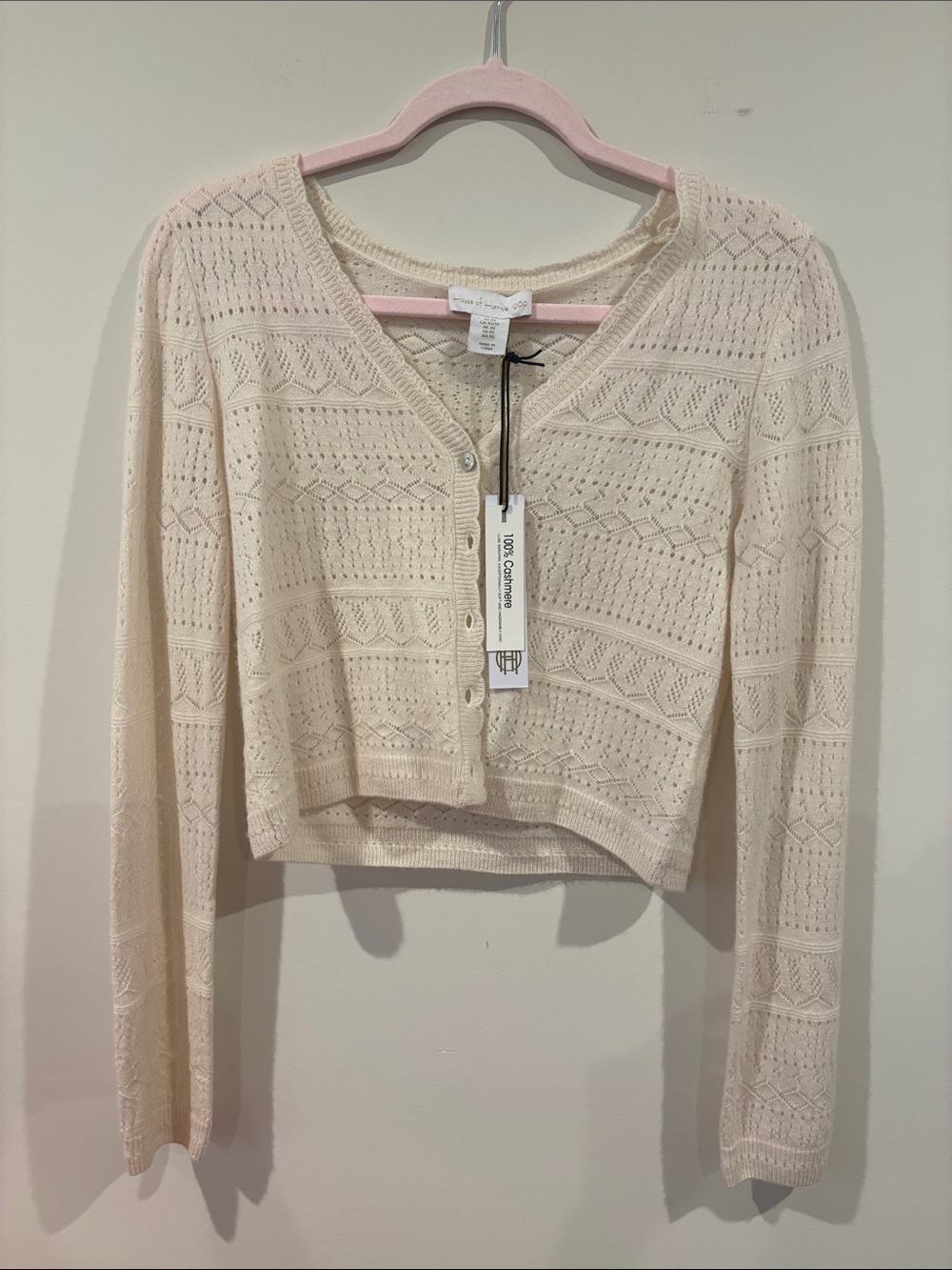 House of Harlow 1960 Cashmere Openwork Cardigan - Cream